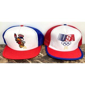 1984 USA Olympics McDonalds Sam The Eagle Snapback Mesh Trucker Hat Lot 2 NWOT